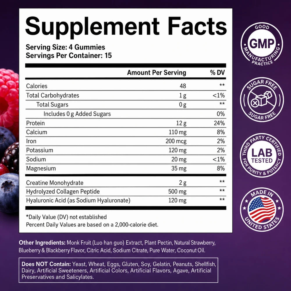3-in-1 Whey Protein Gummies (60/Bottle)