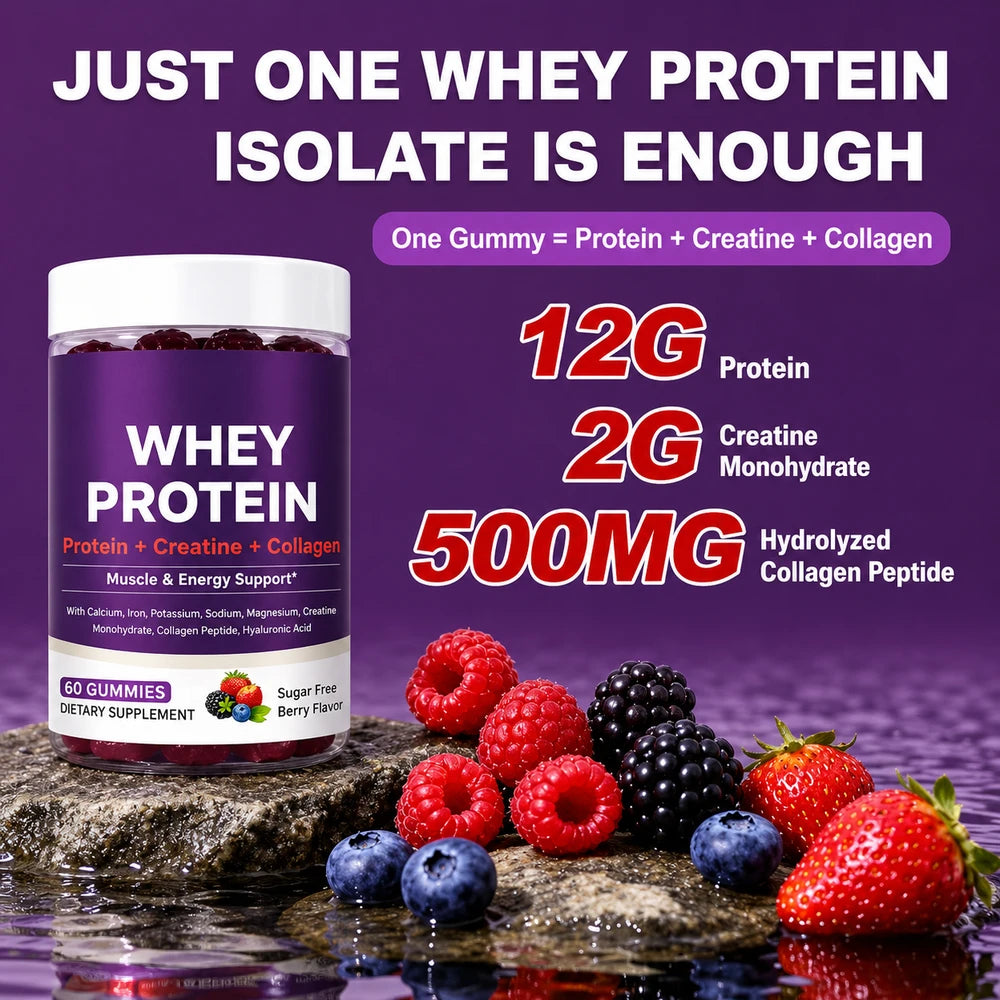 3-in-1 Whey Protein Gummies (60/Bottle)