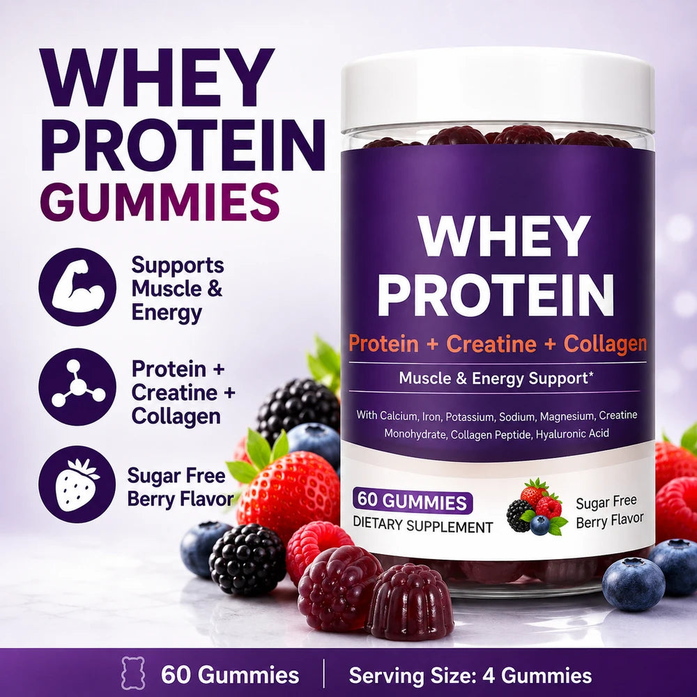 3-in-1 Whey Protein Gummies (60/Bottle)